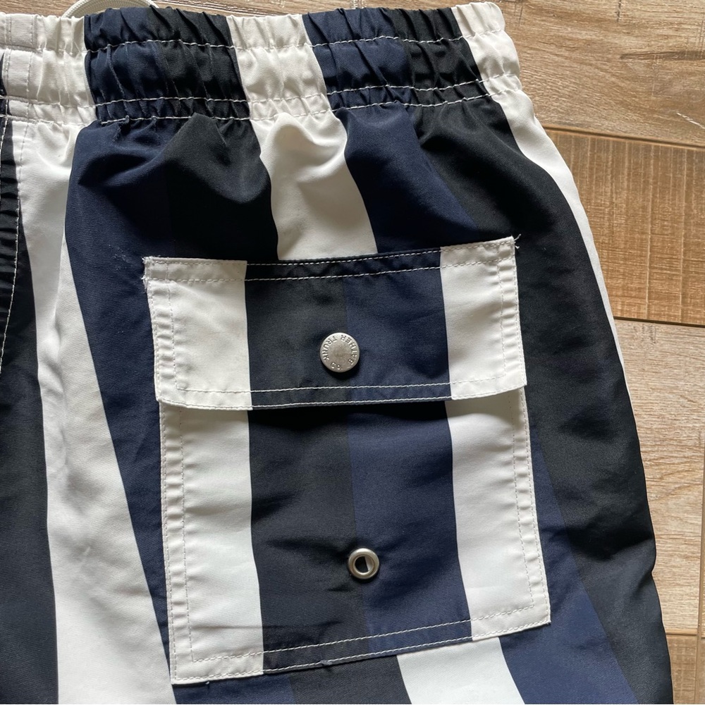 Bather men’s blue black white retro style striped swim trunks mesh lined, size M - Picture 10 of 13